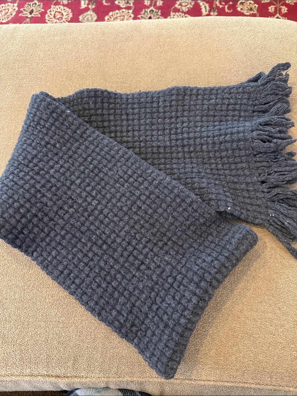 GAP Lambswool Grey Knit Scarf Wrap Thick 64”x9”(TD)